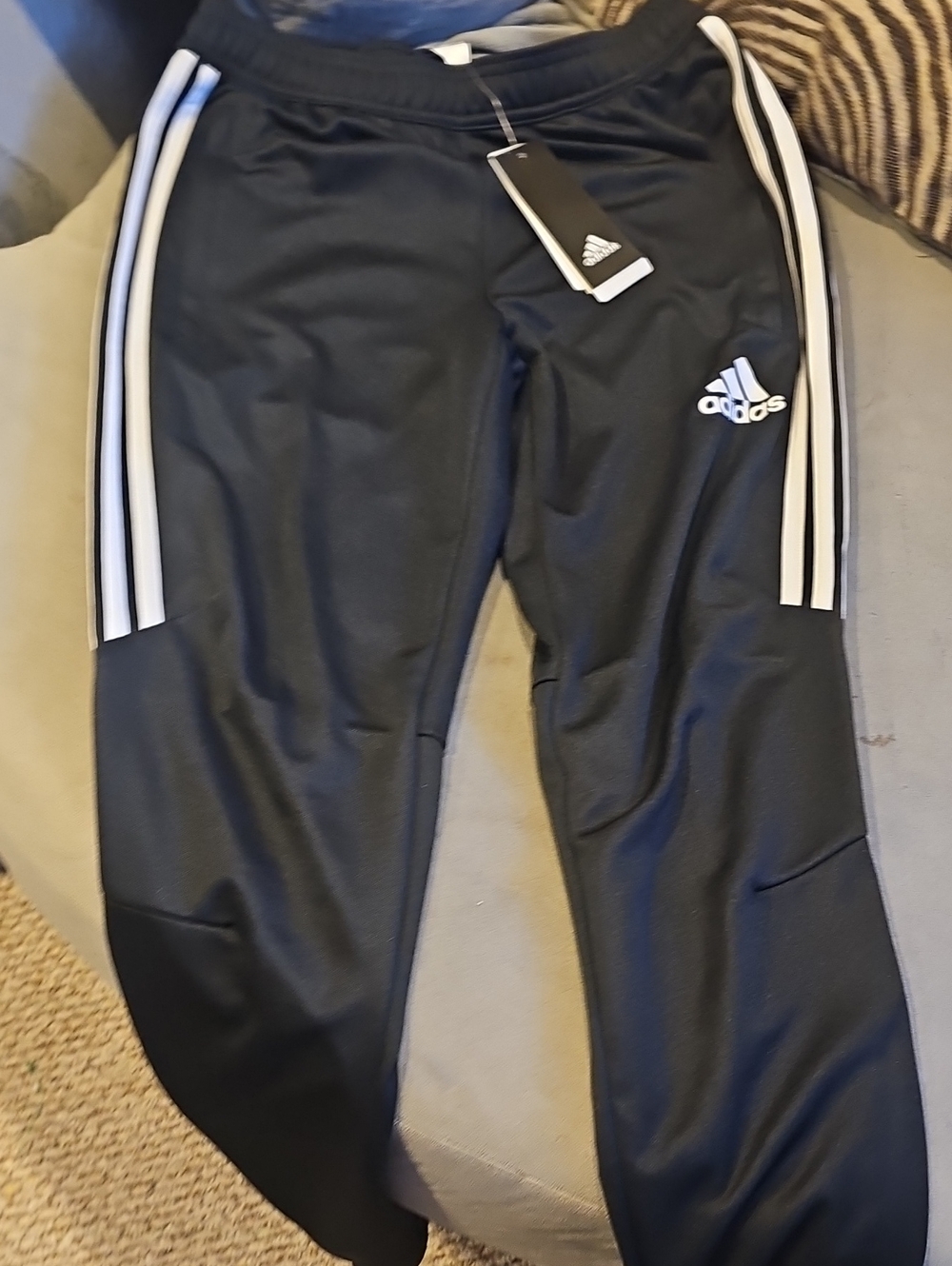 adidas Womens Black Joggers with White Triple Stripes